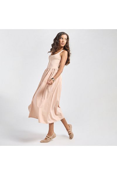 FAV Sleeveless A-line Dress with Scoop Neck
