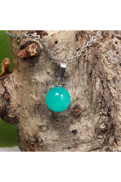 Taş Sandığı Amazonite Stone Steel Necklace - 10 mm