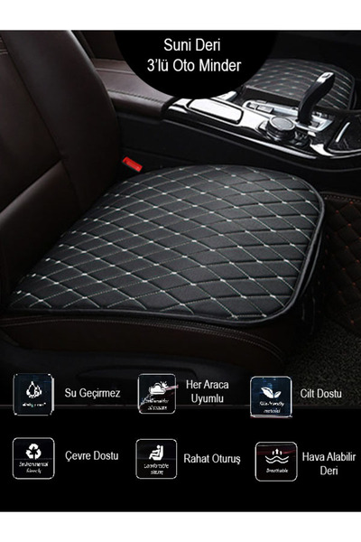 vebsto Bentley Continental Front and Rear Set Seat Cushion Black Leather White Stitched