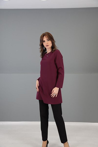 ÖNDER ÖZSOY O-Neck Long Sleeve Blouse- Plum