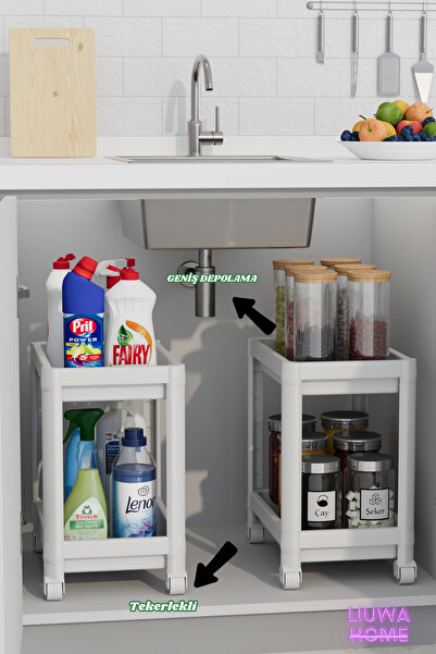 LIUWA 2 Adet 2 katlı Çok Fonksiyonelli Tezgah Altı Düzenleyici