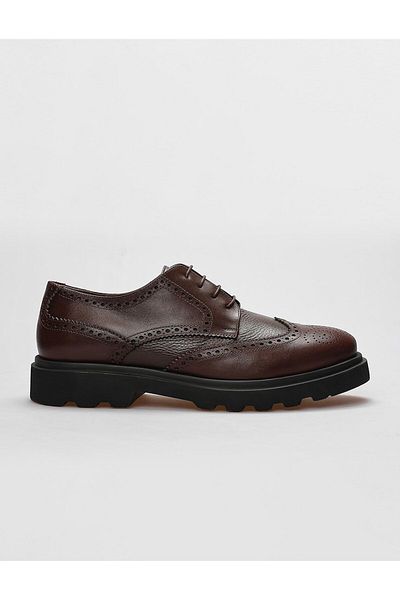 Cabani Genuine Leather Brown Lace-Up Men's Casual Shoes