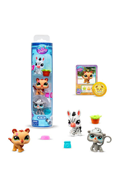 TOYFEST Littlest Pet Shop Minişler 3’lü Figür Seti S2 - Zebra – Aslan – Maymu...