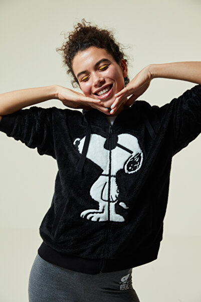 Penti Siyah Snoopy Fermuarlı Sweatshirt