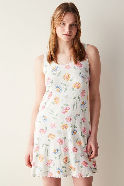 Penti Flora Printed Off-White Nightgown
