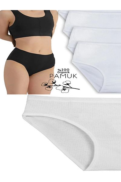 ŞAHANE İÇ GİYİM 3 Pack Orjin Women's High Waist Ribbed Cotton Panties White