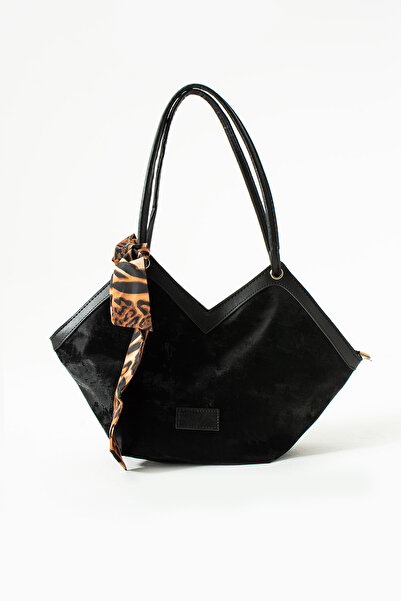 KOÇAK ÇANTA Women's Zippered Suede Scarf Detailed Shoulder Strap Bag
