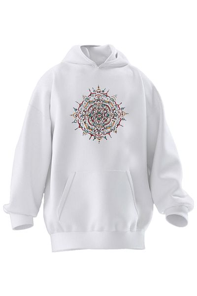 NMG TEKSTİL Unisex Premium Cotton White Green Yellow Red Printed 3 Thread Hooded Sweatshirt