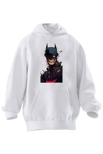 NMG TEKSTİL Φούτερ με κουκούλα Unisex Premium βαμβακερό λευκό ρόπαλο Doberman με στάμπα 3 νημάτων