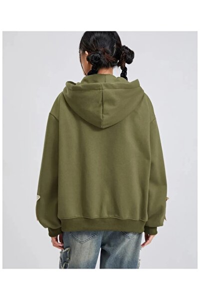 DENİKK Yudoowear, Green Cardigan with a Hood with a Star Print