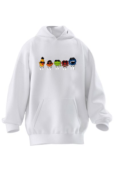 NMG TEKSTİL Φούτερ με κουκούλα Unisex Premium Βαμβακερό Λευκό Λαχανικό με στάμπα 3 νημάτων