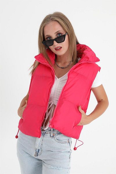 VAPUR TEKSTİL Fuchsia Vest - Zippered Front Parachute Fabric