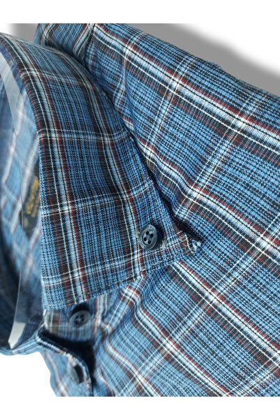 Kef Men's Large Size Shirt Single Pocket Classic Fit Collar Button