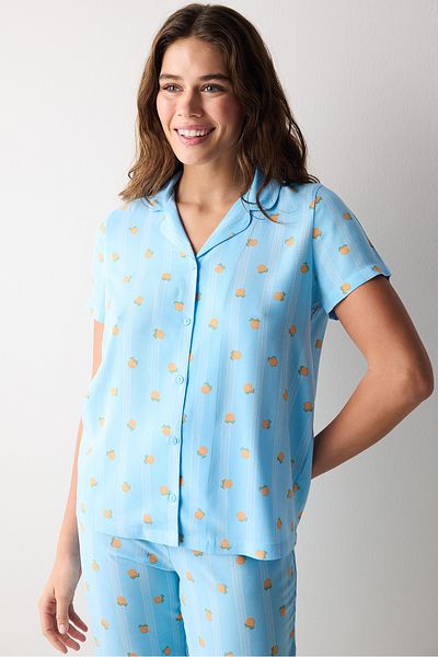 Penti Set de pijamale cu cămașă și pantaloni Blue Fruits - cu nasturi