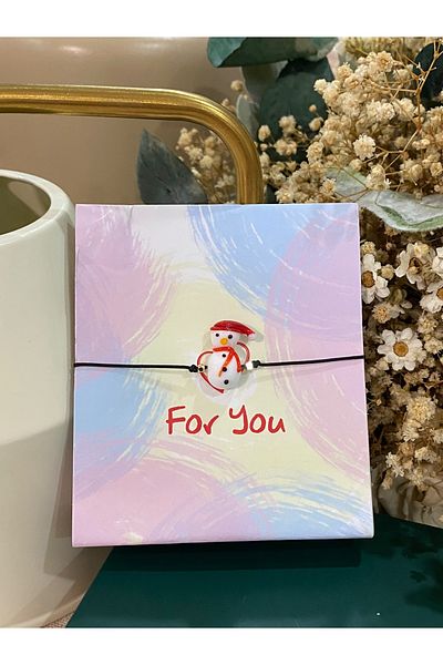 FAYRA ACCESSORIES New Year Snowman Glass Murano Bracelet Christmas Themed Christmas Bracelet