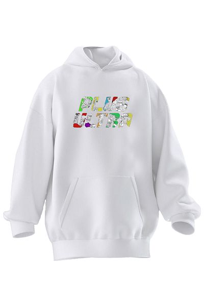 NMG TEKSTİL Λευκό Unisex Premium Cotton - Plus Ultra Printed Hooded φούτερ