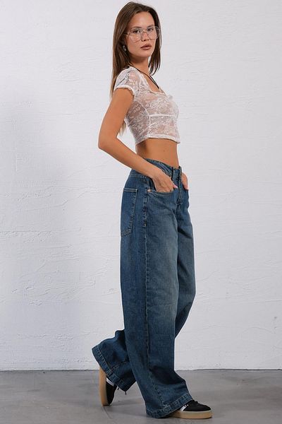 Maule Volný střih Denim Široká noha Pohodlné Baggy Jean Jeans Volné dámské kalhoty