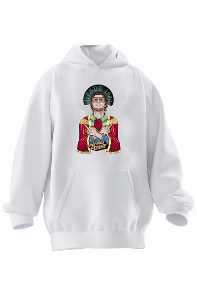 NMG TEKSTİL Φούτερ με κουκούλα Unisex Premium Cotton White Desde 1990 με στάμπα 3 νημάτων