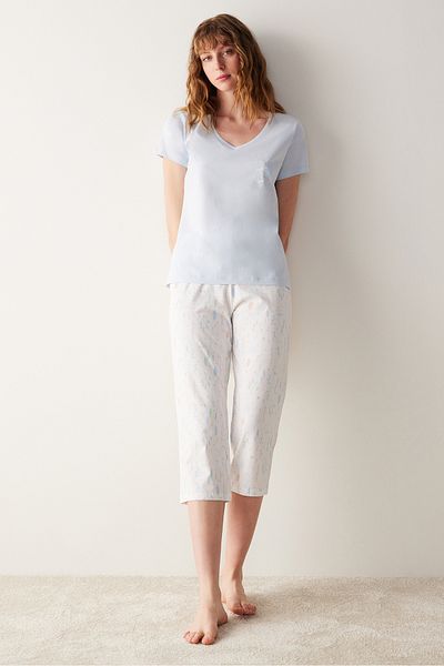 Penti Spring Light Blue Capri Pajama Set