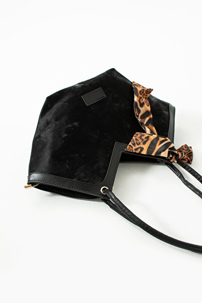 KOÇAK ÇANTA Women's Zippered Suede Scarf Detailed Shoulder Strap Bag