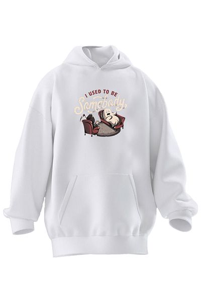 NMG TEKSTİL Φούτερ με κουκούλα Unisex Premium Βαμβακερό Λευκό που χρησιμοποιείται για κάποιον με στάμπα με 3 νήματα