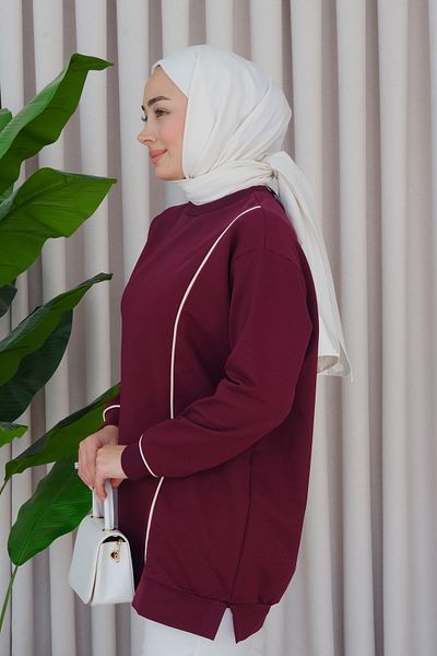 LOCCO Plum Women's Tunic - Piping Design