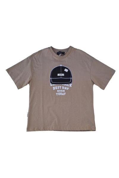 Zekids Tricou cu pălărie oversize din bumbac pentru băiat