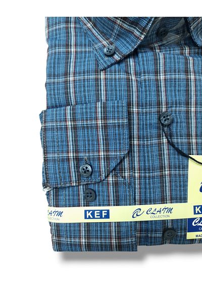 Kef Cămașă pentru bărbați de mărime mare, cu un singur buzunar, cu guler clasic, cu nasturi