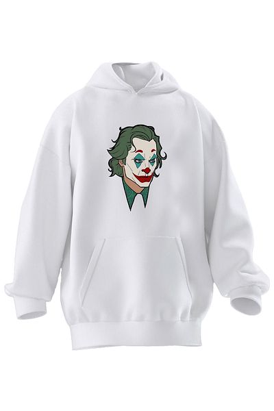 NMG TEKSTİL Φούτερ Unisex Premium Βαμβακερό Λευκό Παστέλ Τζόκερ με κουκούλα με 3 νήματα