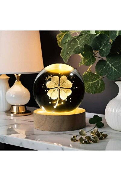 mr shopping MR Harika bir hediye 3D Kristal Cam Küre, Ahşap Soketli Gece Lamb...