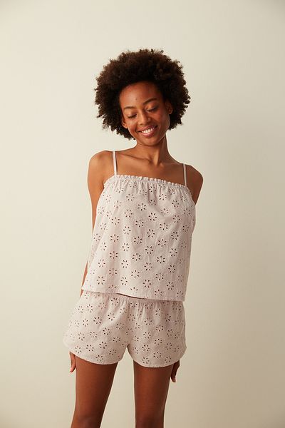 Penti Set de pijama pantaloni scurți pentru atlet cu model floral liliac