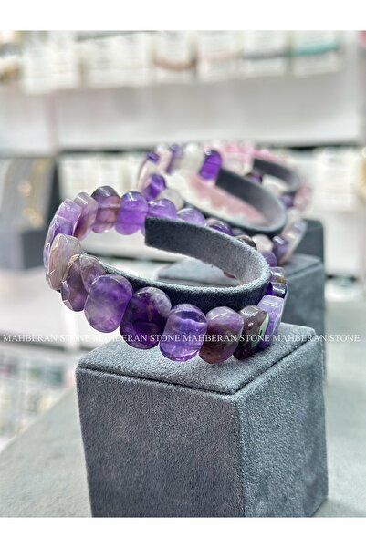 MAHBERAN STONE Sertifikalı Ametist Özel Kesim Bileklik Doğal Taş Bileklik