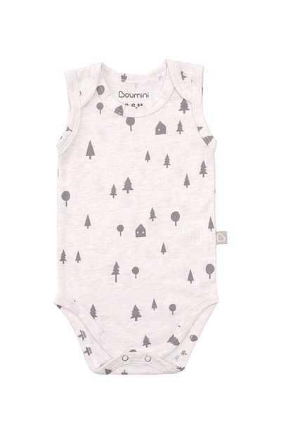 Boumini Beige Baby Snap Cotton Athlete Bodysuit - Pine Forest