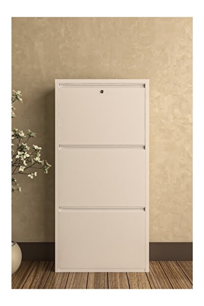 KASER Kilitli 3'lü Metal Ayakkabılık