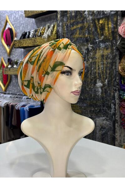 zagreus Kadın desenli dügümlü büzgülü bone grek tül