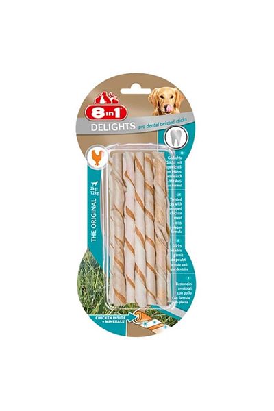8in1 Delights Prodental Köpekler Için Twisted Sticks 10lu