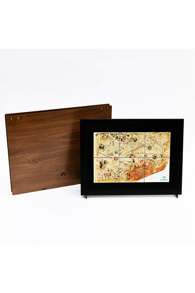 Anadolia Panou de pictură din ceramică Piri Reis cu cadru negru