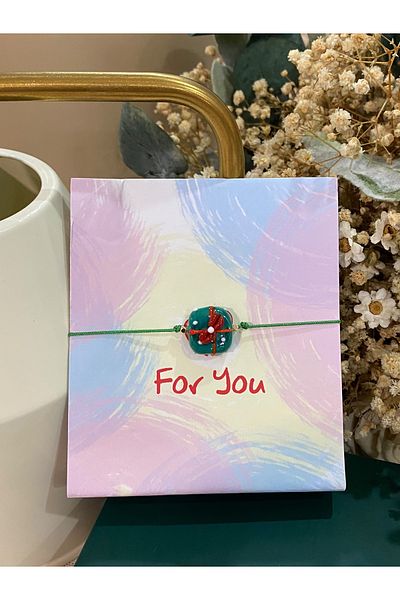 FAYRA ACCESSORIES Green Christmas Gift Box Glass Murano Bracelet New Year Themed Christmas Bracelet