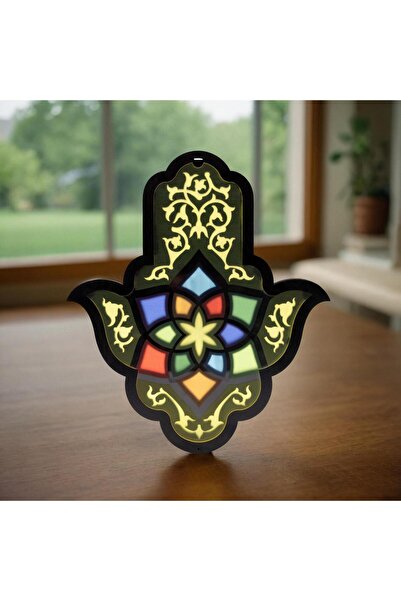 Anadolia Fatma Ana'nın Eli Ahşap Kutulu Vitray Renkli Ahşap Obje