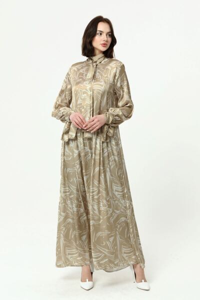 İrva Tesettür Zebra Desenli Elbise