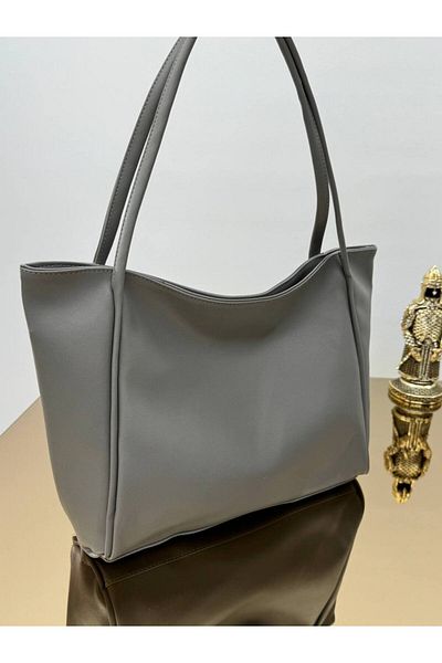 ARTON Gray Faux Leather Corded Casual Shoulder Bag