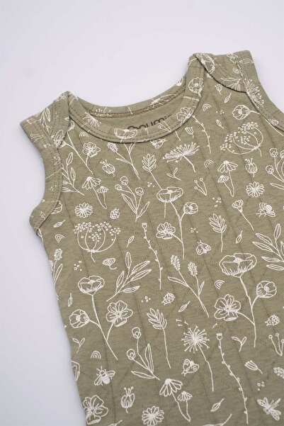 Boumini Khaki Colored Spring Floral Patterned Cotton Baby Undershirt