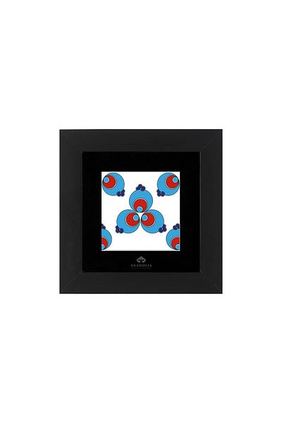 Anadolia Panou de pictură din ceramică Çintemani cu fundal alb și cadru negru