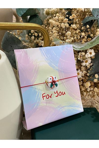 FAYRA ACCESSORIES White Christmas Gift Box Glass Murano Bracelet New Year Themed Christmas Bracelet