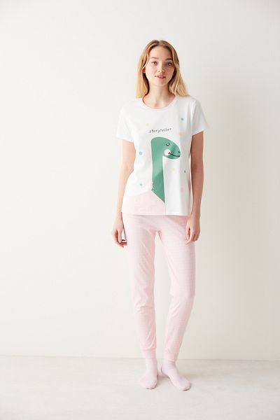 Penti Stroyseller Slogan Printed T-Shirt Trousers Pajama Set
