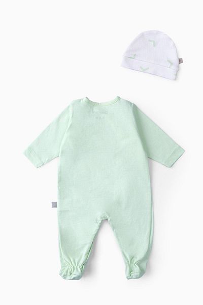 Boumini Baby Booties Jumpsuit Hat Set Mint