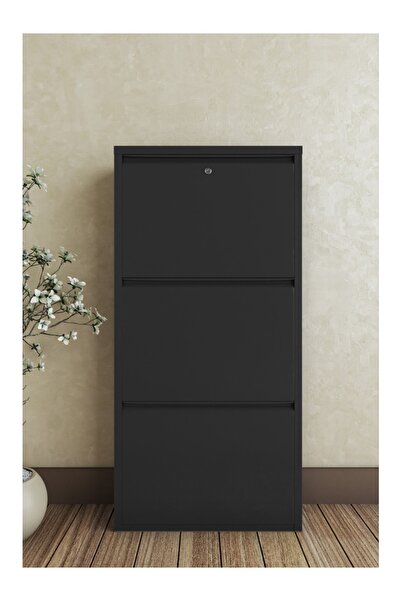 KASER Kilitli 3'lü Metal Ayakkabılık