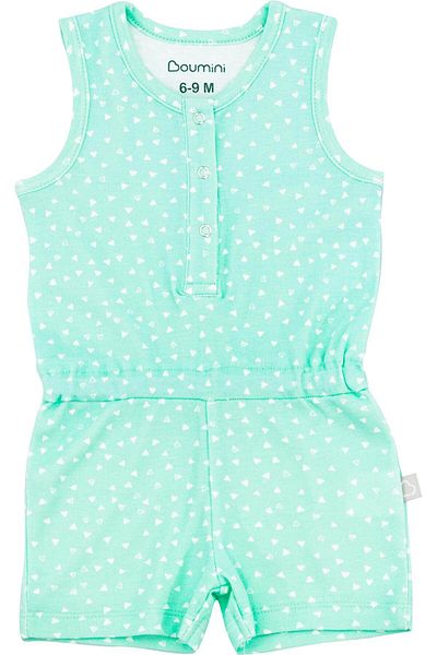 Boumini Mint Colored Sleeveless Shorts Jumpsuit Salopet - Triangles with Elastic Waist