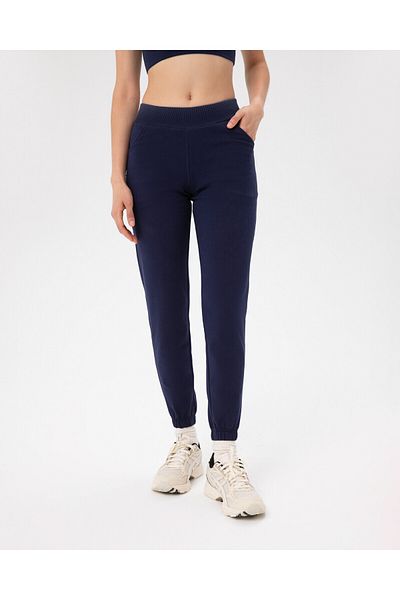 Ayma Active Μπλέ Navy Φούτερ Jogger από οργανικό βαμβάκι με ψηλόμεσο μέσο