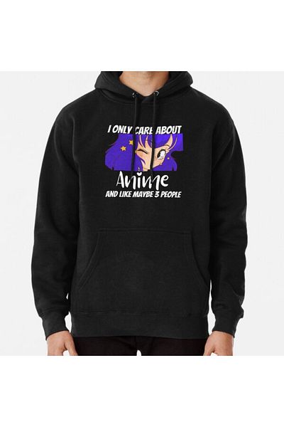 Denim Iconic Anime Merchandise - I Only Care about Anime Printed Sweatshirt